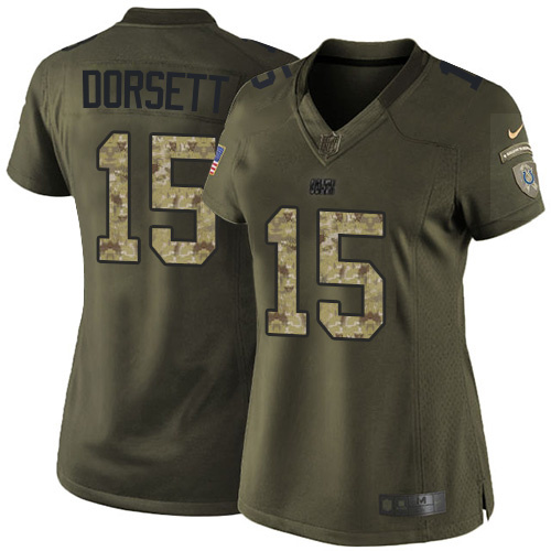 Women's Elite Phillip Dorsett Nike Jersey Green - #15 Salute to Service NFL Indianapolis Colts